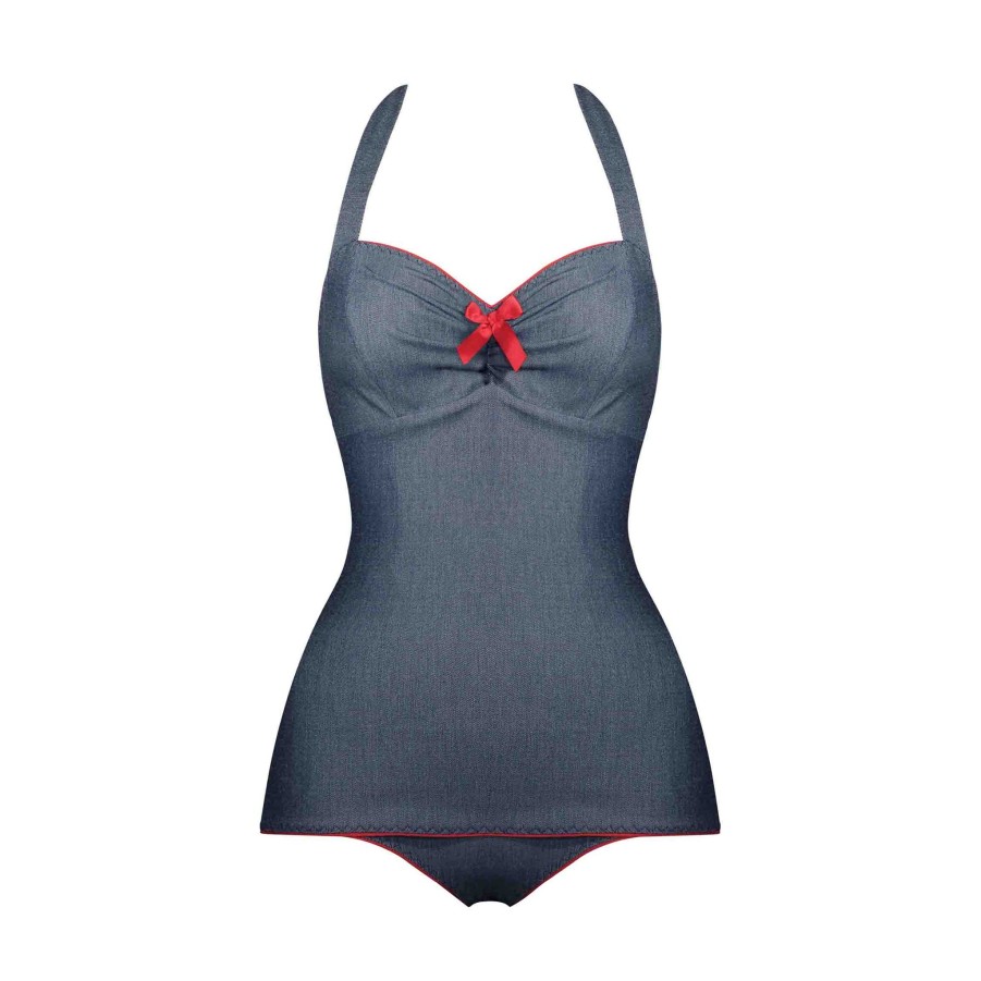 Women Fifi Chachnil Swimsuit | Saint Malo Maille Blue Jean Swimsuit