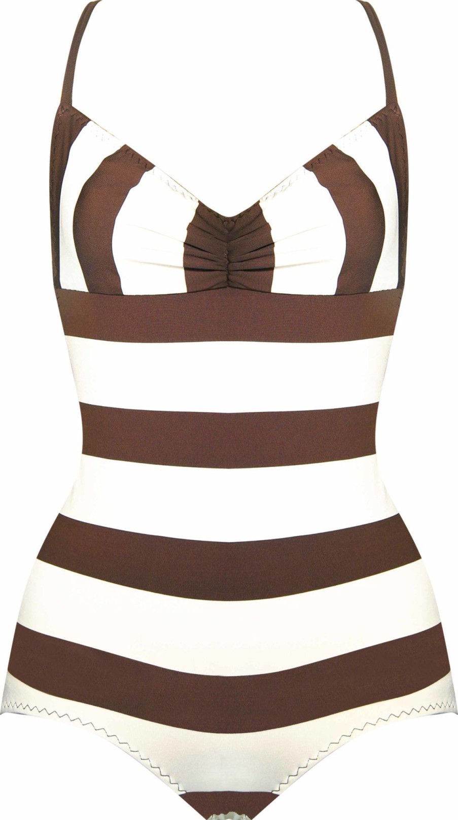 Women Fifi Chachnil Swimsuit | Butterfly Swimsuit White & Chocolate Stripes